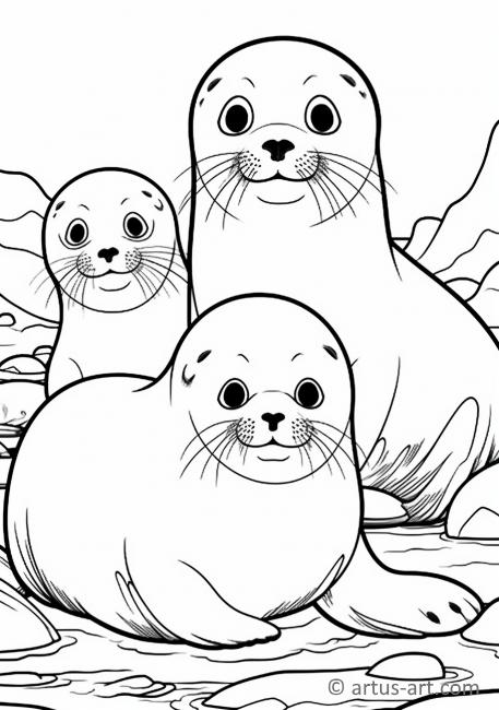 Раскраска симпатичных тюленей для детей